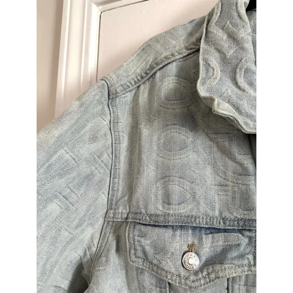 MARC JACOBS The Monogram Denim Jean Jacket Oversized Bomber Baggy - Sz Small - Picture 2 of 9